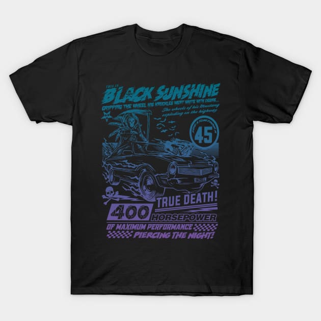 "BLACK SUNSHINE" (BLUE PURPLE HUE) T-Shirt by joeyjamesartworx